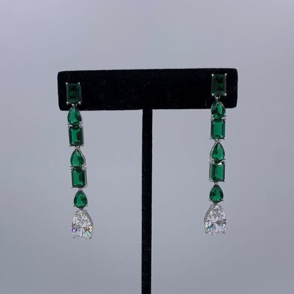 Purse/clutch/bag, deep emerald green, gold metal with crystals, hand or shoulder - Picture 13 of 16